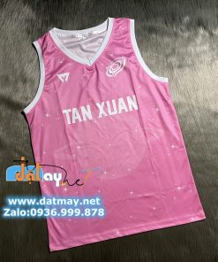 áo ba lỗ thể thao bóng rổ màu hồng