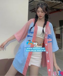 áo khoác bóng chày nữ màu hồng đẹp