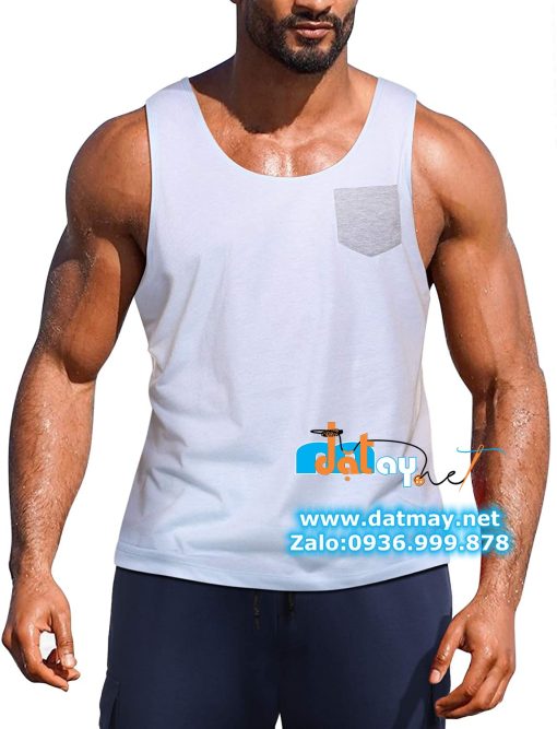 May áo tank top thể thao nam màu xám