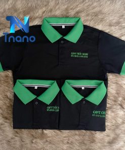 Đồng phục quán cafe Trúc Xanh màu đen phối xanh