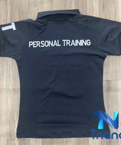 áo pt màu đen in logo trắng - eco gym