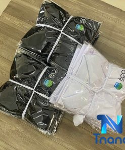 đồng phục áo pt cổ trụ trắng đen - eco gym