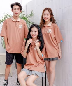 Áo thun đồng phục nhóm học sinh màu hồng cam