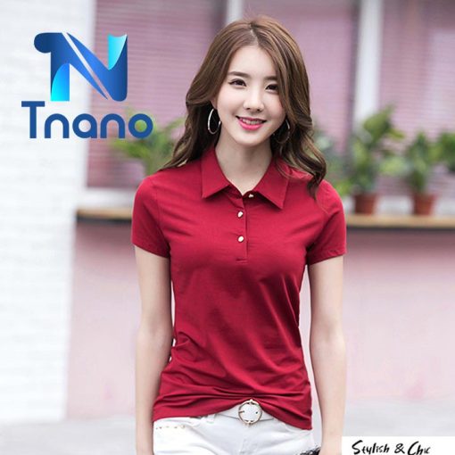 áo polo nữ màu đỏ đô