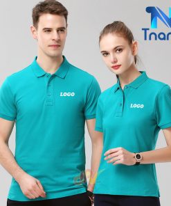 áo thun đồng phục cổ trụ xanh ngọc