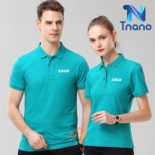 áo thun đồng phục cổ trụ xanh ngọc