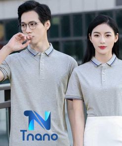 đồng phục áo phông công sở xám viền xanh