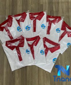 đồng phục áo thun trắng cổ đỏ