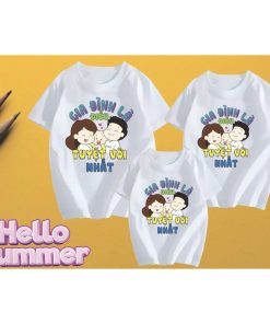 áo thun cotton in hình gia đình