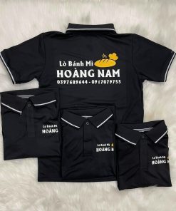 áo thun cổ trụ đen sọc trắng