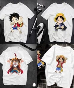 Áo thun cotton cổ tròn in hình onepice