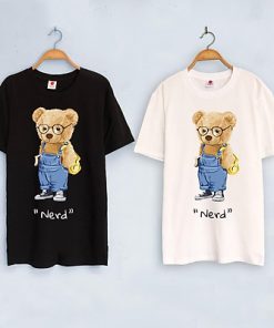 Áo thun cotton gấu trắng đen