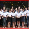 đồng phục áo thun cổ trụ màu trắng