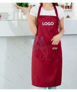 Tạp dề pha chế +20 mẫu đẹp nhất 2023 - TD18 - Đỏ tươi in logo