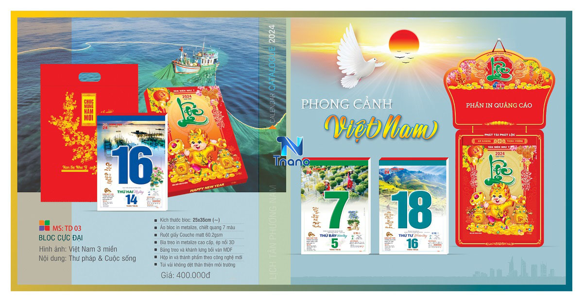 In lịch bloc 2024 25x35 Bloc Lịch Cực Đại TD043