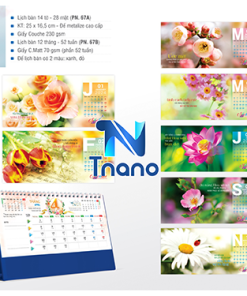 IN LỊCH ĐỂ BÀN - Lịch bàn 2024 Mẫu sắc hoa PN67
