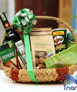 Giỏ quà Tết màu xanh 03