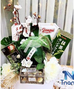 Giỏ quà Tết màu xanh 09