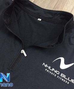áo thun pt cổ dây kéo nhung blue