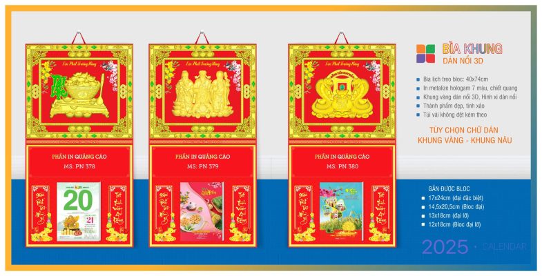 Bìa lịch gắn bloc 2025