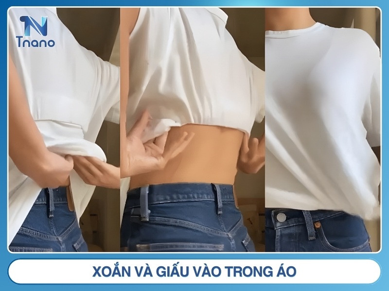 Cách 3: Xoắn và giấu vào trong áo