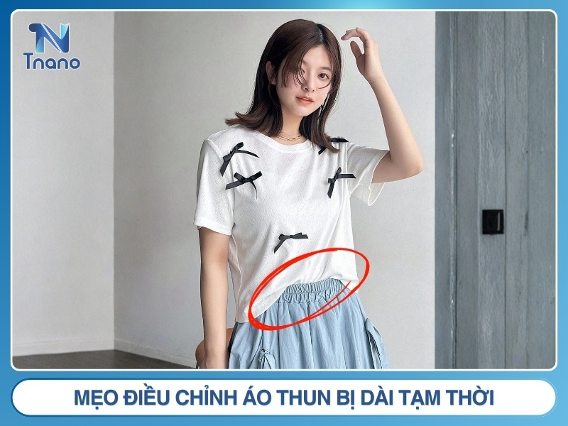 Cách 3: Mẹo điều chỉnh áo thun bị dài tạm thời
