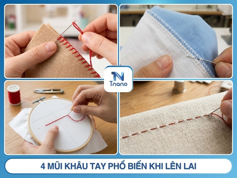 Cách tự lên lai tại nhà bằng tay đơn giản mà bạn NÊN BIẾT mũi khâu tay phổ biến khi lên lai