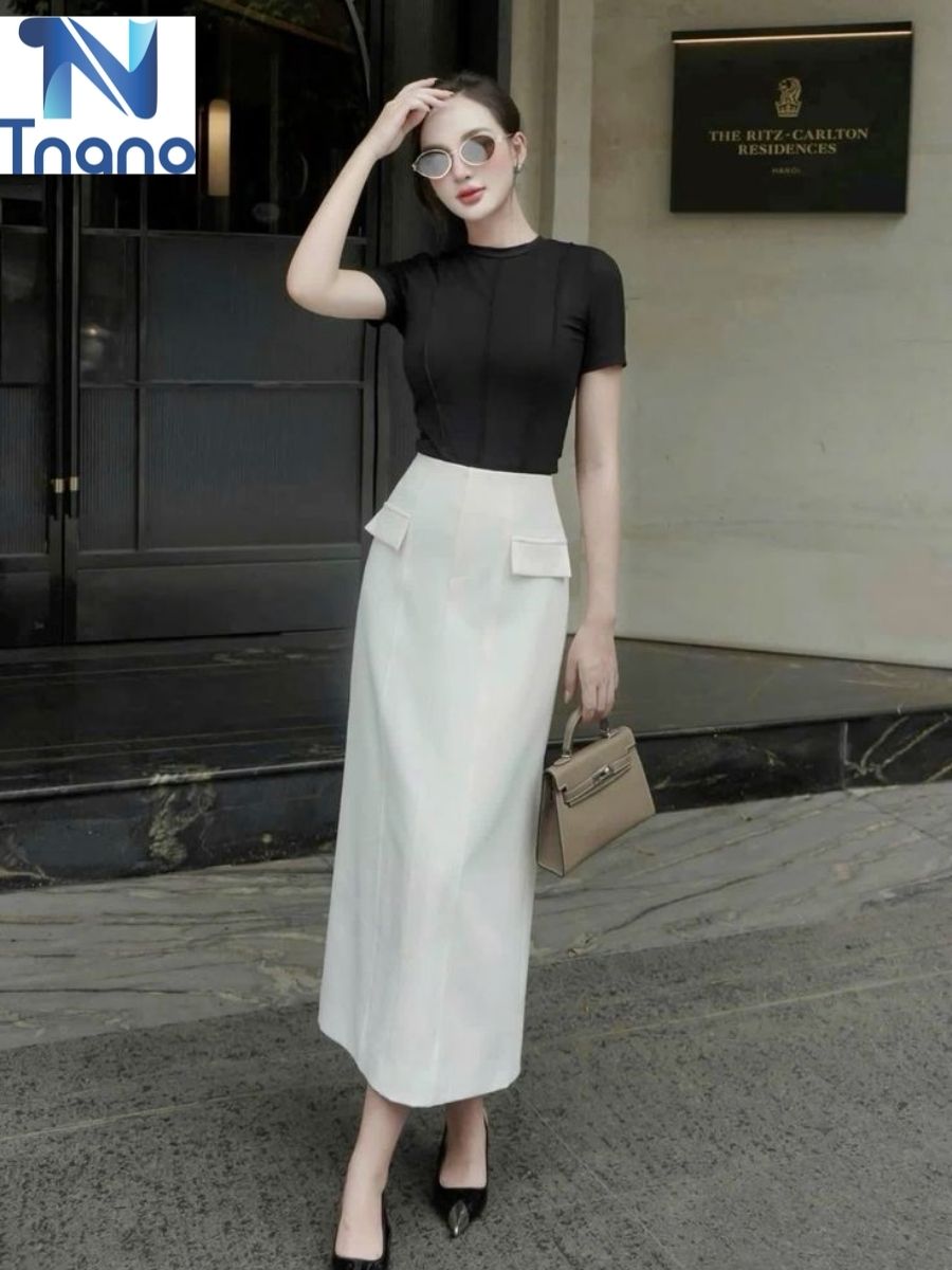 Chân váy dáng dài tối giản dễ phối đồ