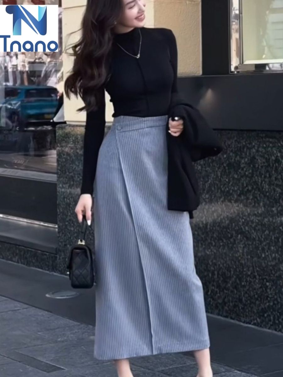 Chất liệu dạ/tuýt giữ dáng váy chuẩn form cả ngày