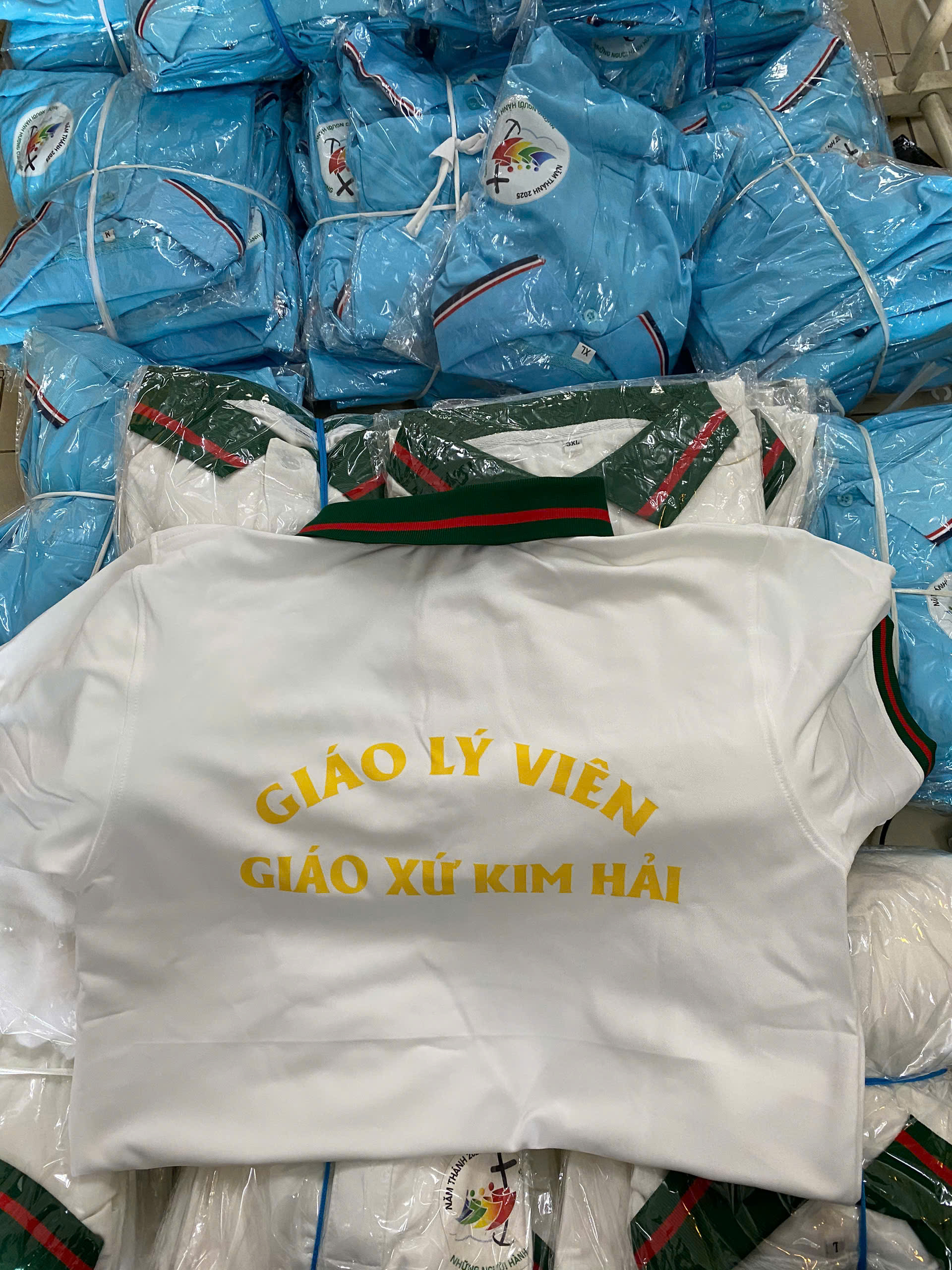 Áo thun cổ trụ logo Năm Thánh