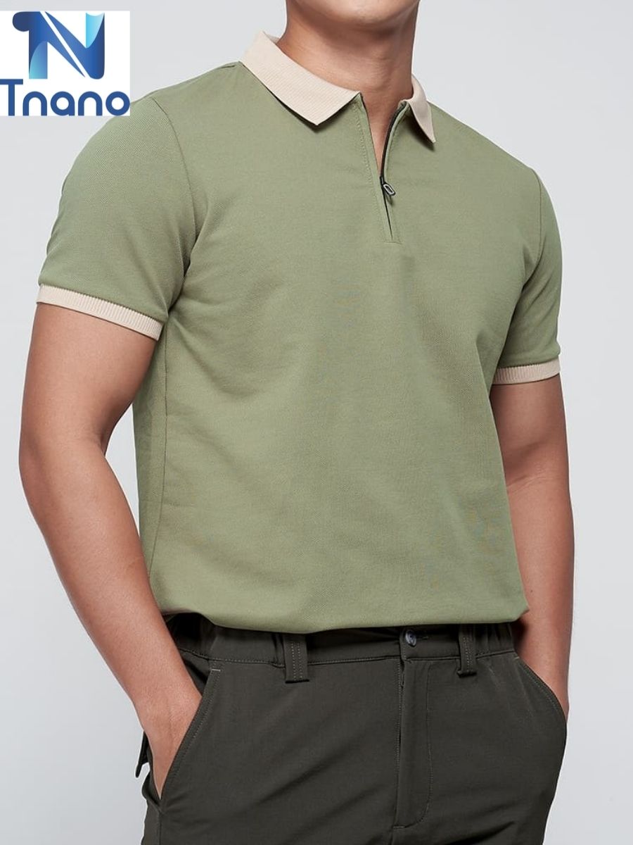 Bo cổ áo khác màu với áo