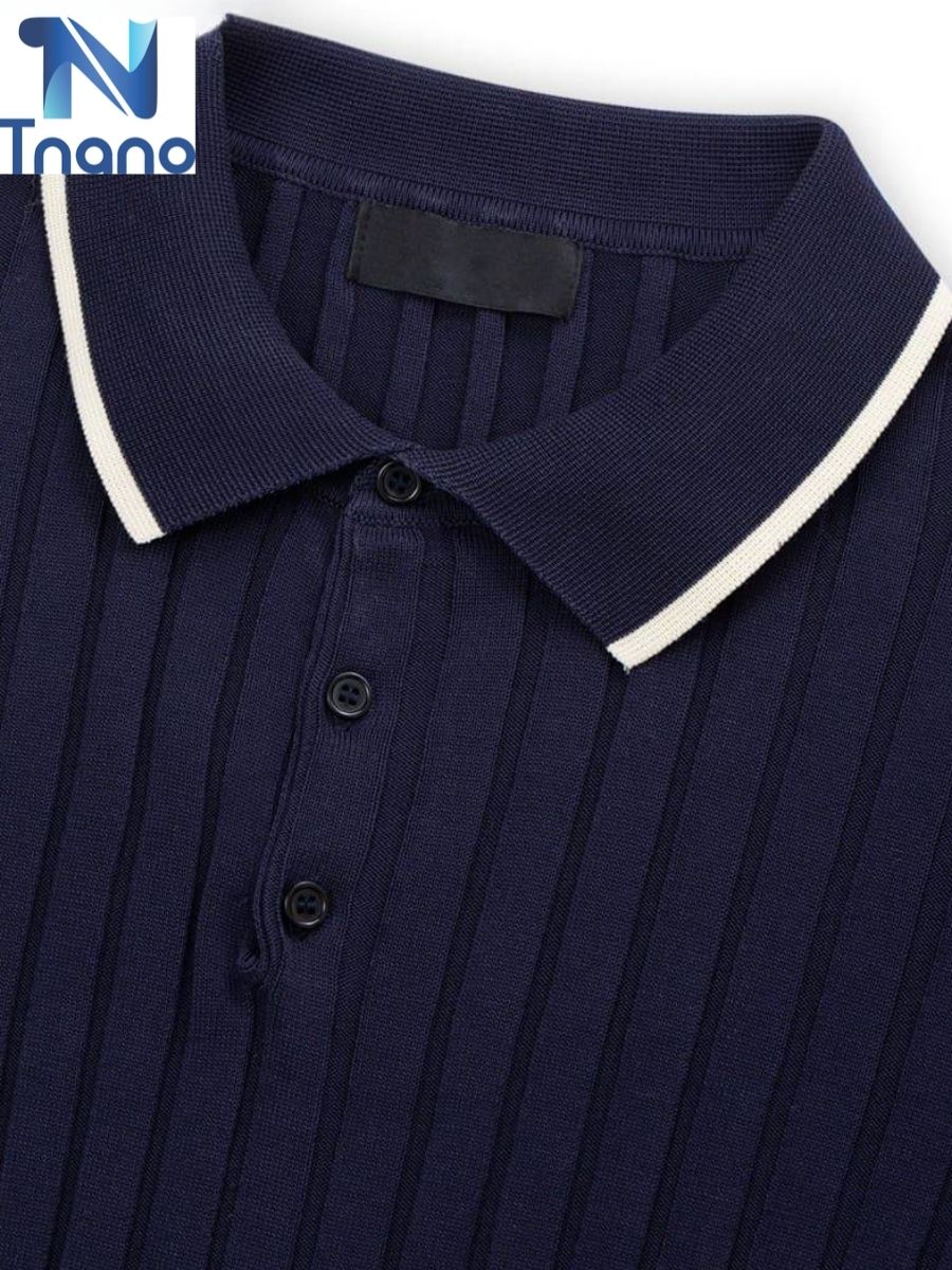 Bo cổ áo viền sọc đơn