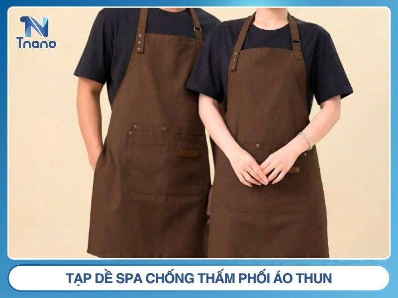 Tạp dề spa chống thấm phối áo thun
