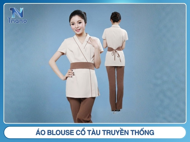 Áo blouse cổ tàu truyền thống