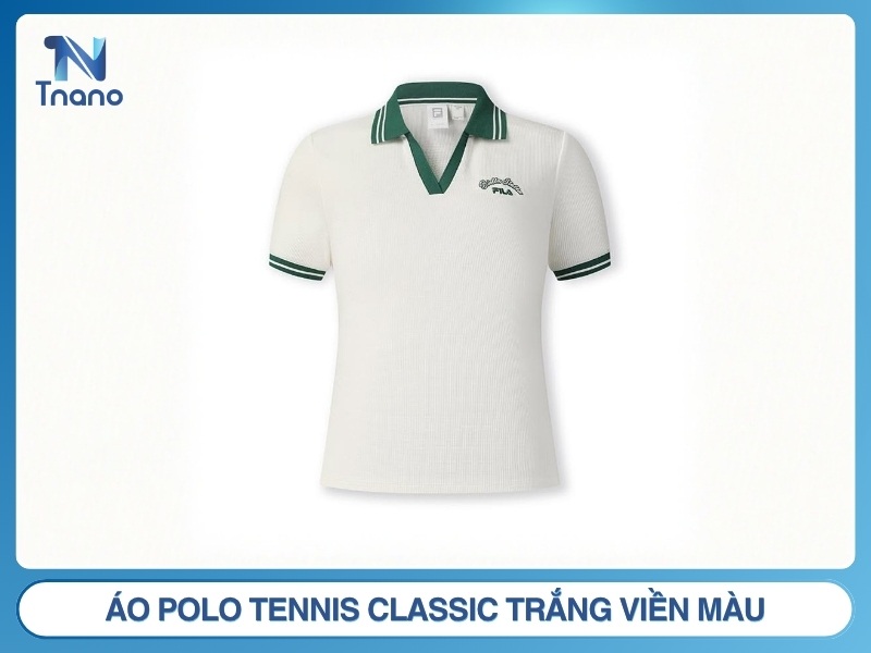 Áo polo tennis classic trắng viền màu
