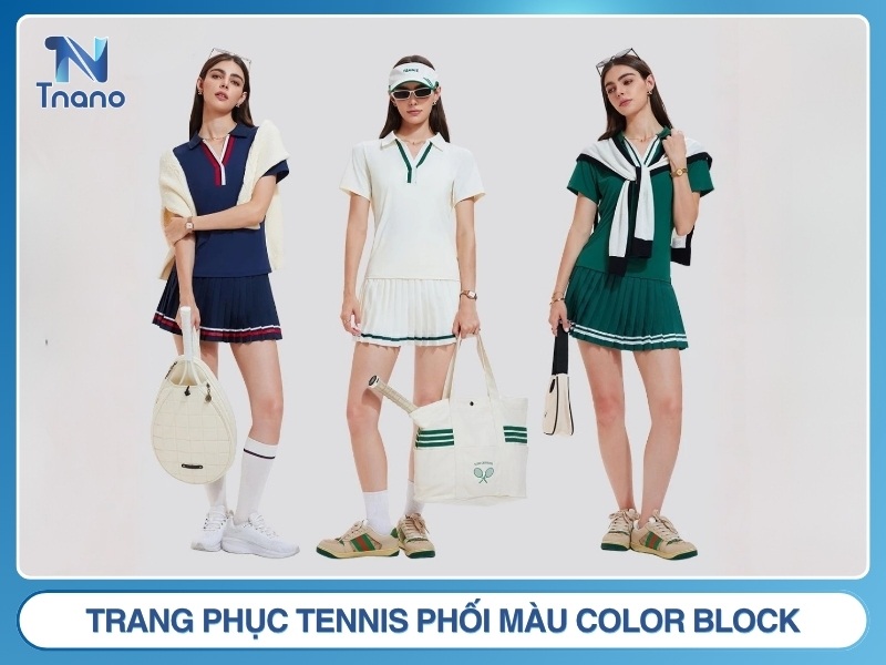 Trang phục tennis phối màu color block