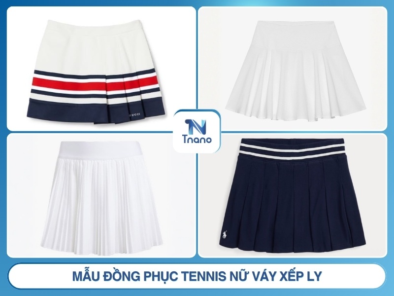 Mẫu đồng phục tennis nữ váy xếp ly